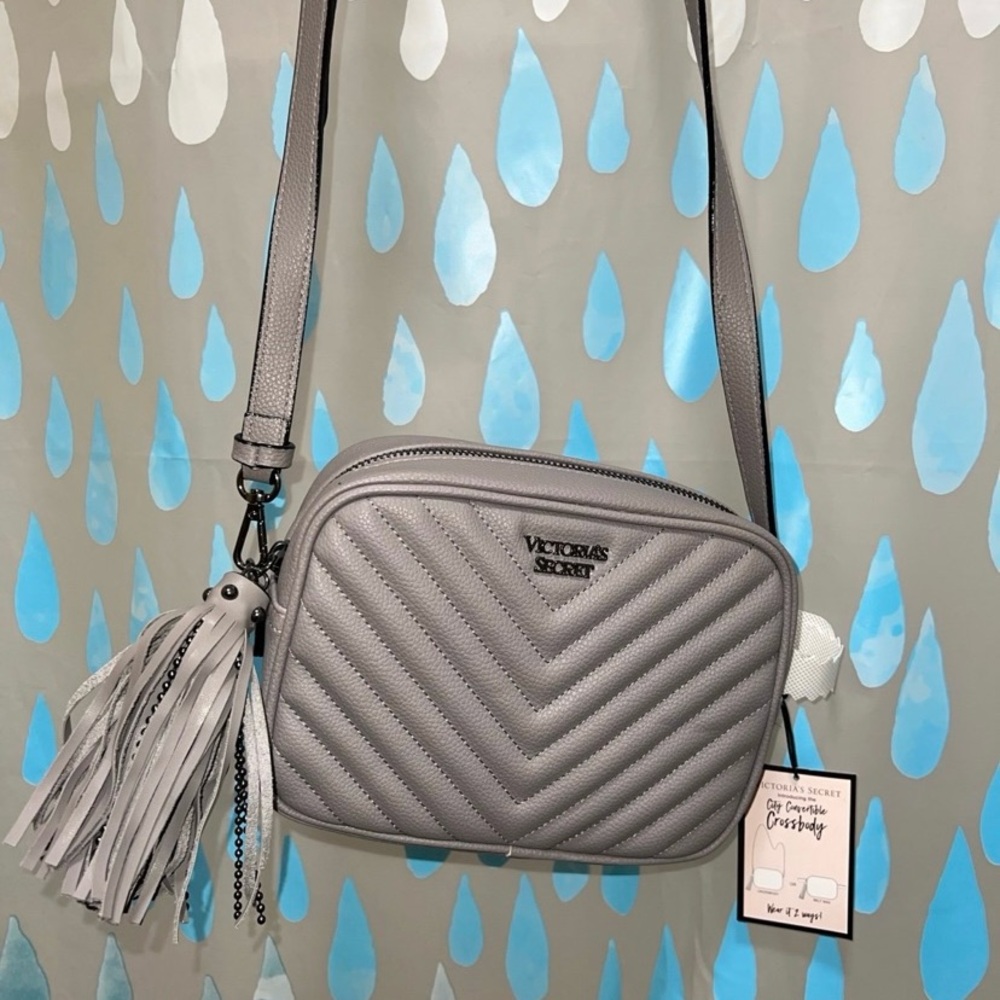 Victoria's Secret Quilted Silver Crossbody Bag